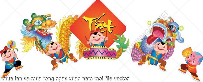 mua lan va mua rong ngay xuan nam moi file vector